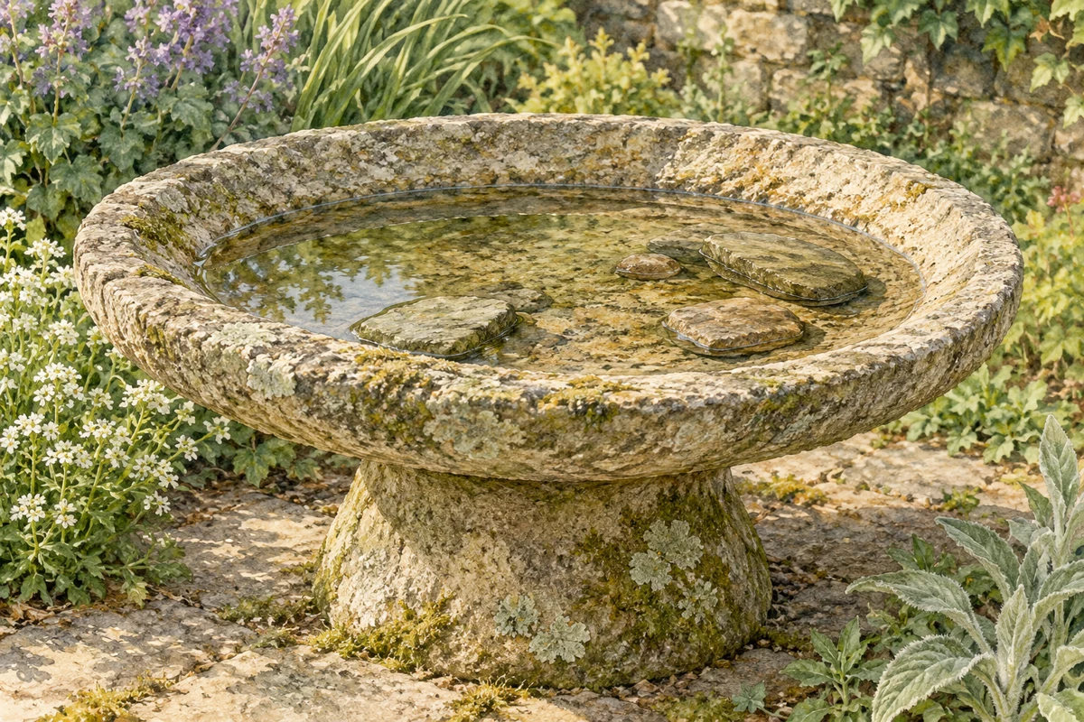 Illustration: Choosing a bird bath with secure footing