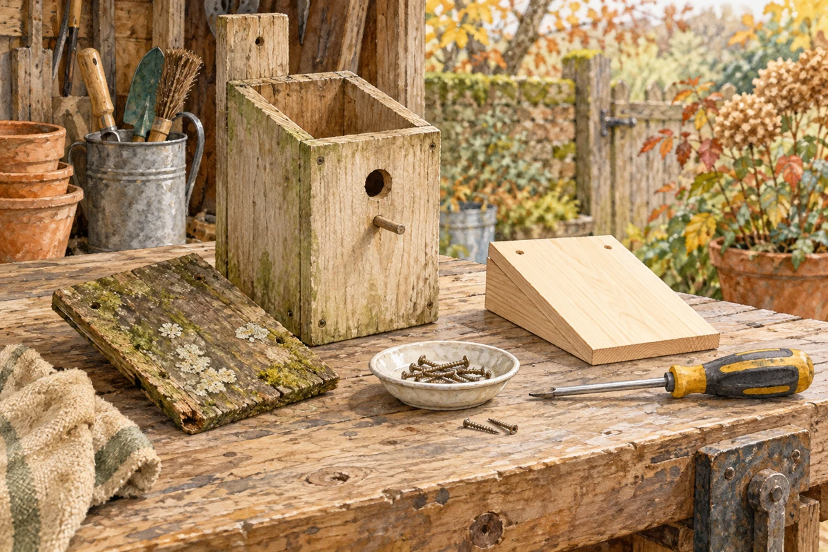 Illustration: Repairing a box between nesting seasons