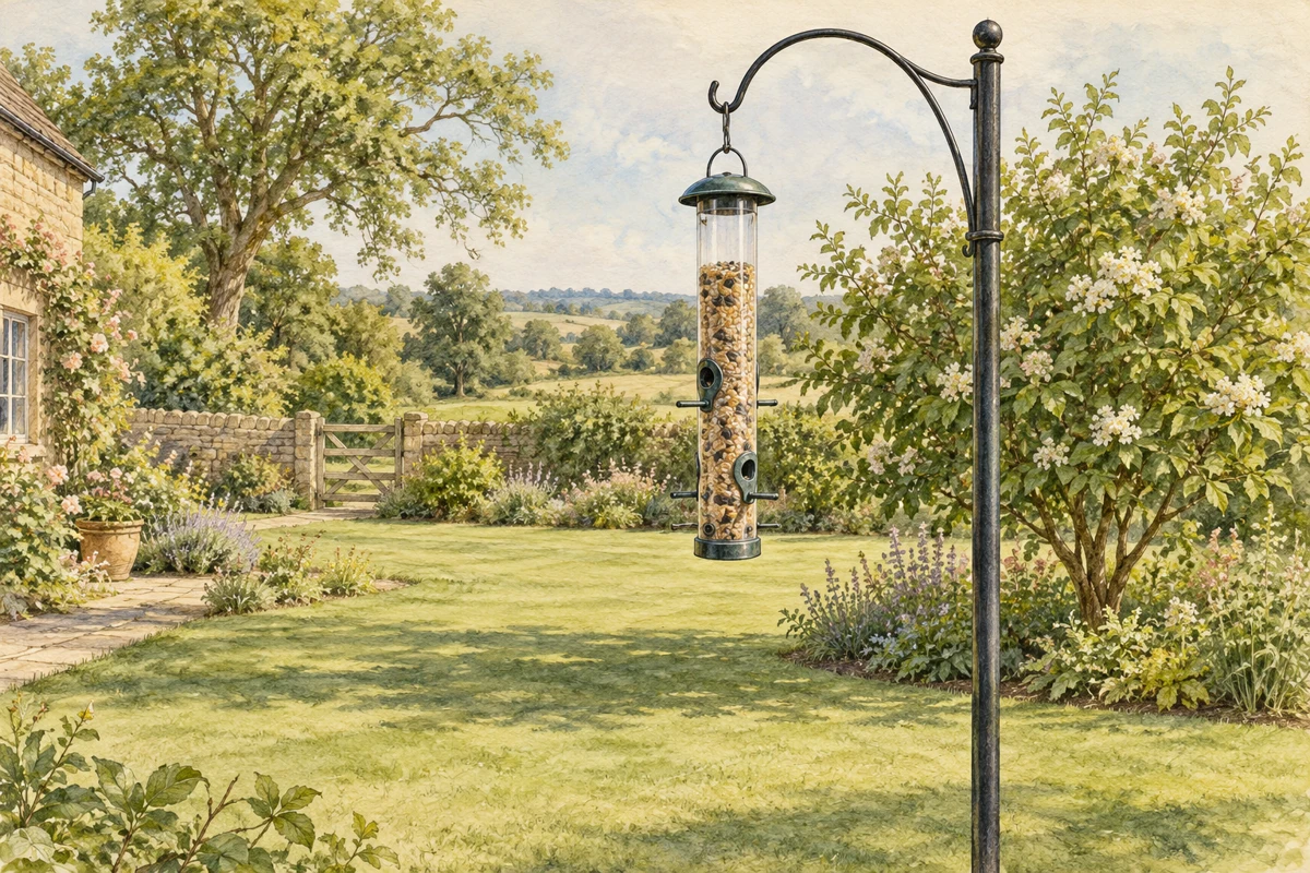 Illustration: Where to hang a feeder and when to move it