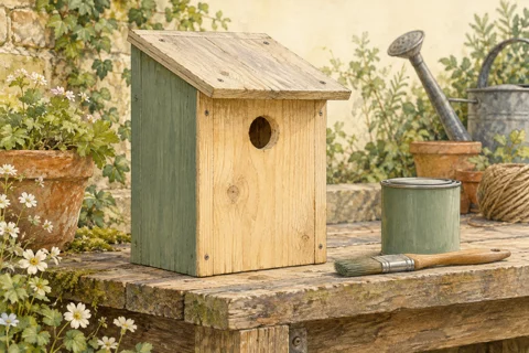 Illustration: Finishes and paint on a wooden nest box
