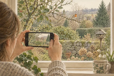 Illustration: Using a phone to record a bird sighting