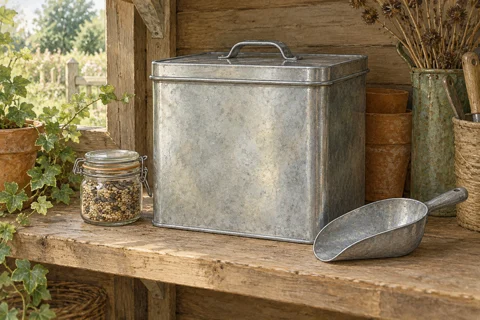 Illustration: Keeping stored bird seed dry