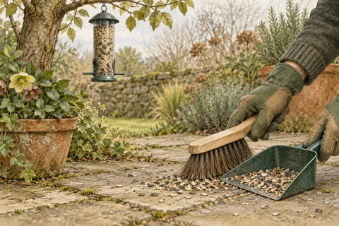 Illustration: Dealing with the ground below a feeder
